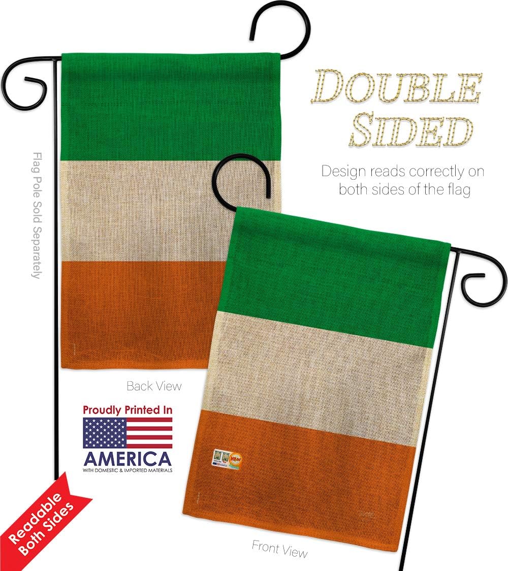 Ireland Country Burlap Garden Flag Regional Nationality Nation International World Particular Area Small Decorative Gift Yard House Banner Double-Sided Made In USA 13 X 18.5