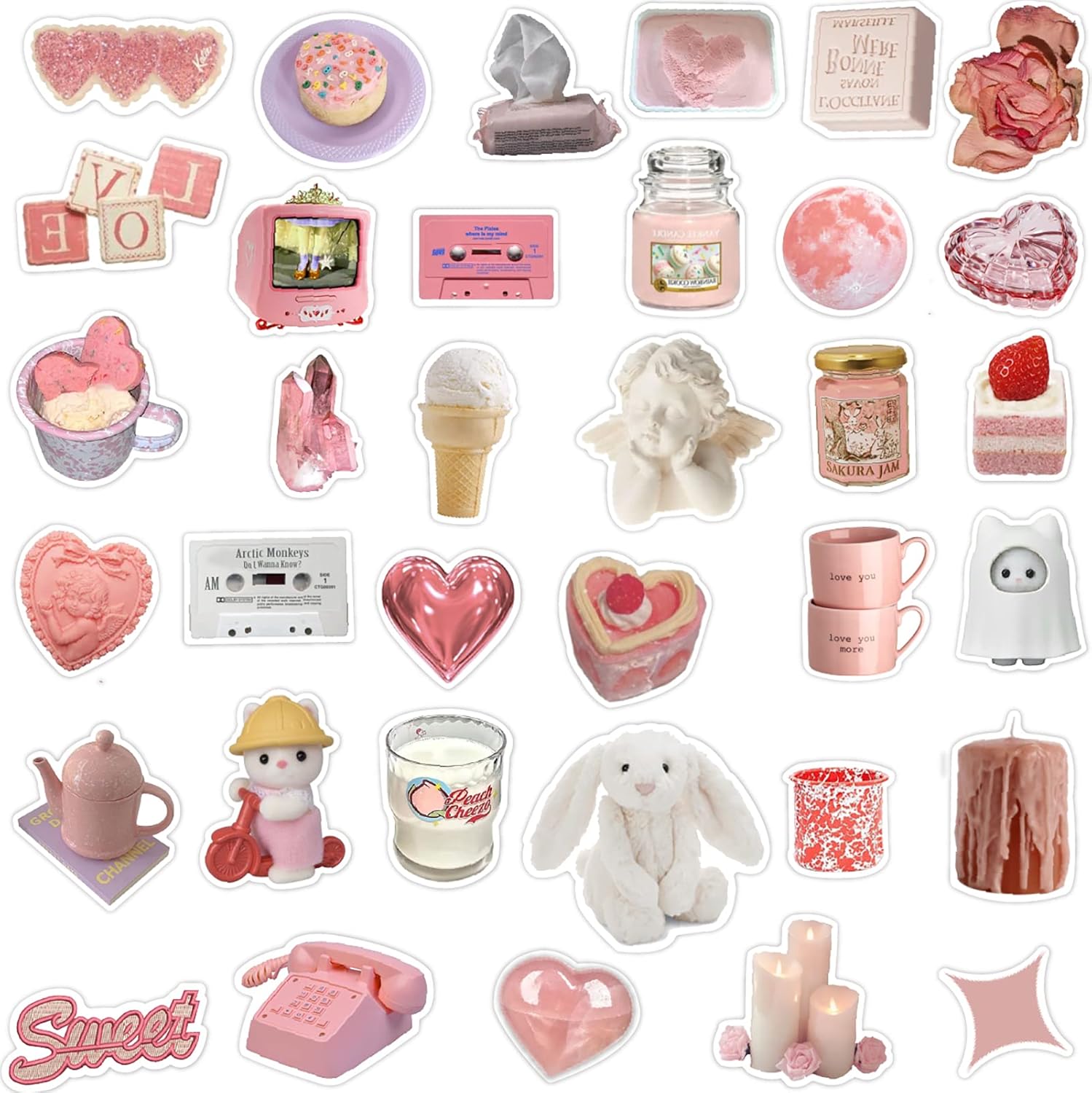 70枚 韓国ステッカー セット 可愛い ピンクシール おしゃれ 女の子ステッカー防水 ステッカーDIYスーツケースステッカー スノーボード、スーツケース、ギター、車 バイク 、ヘルメット、パソコン 携帯ノート ステッカー