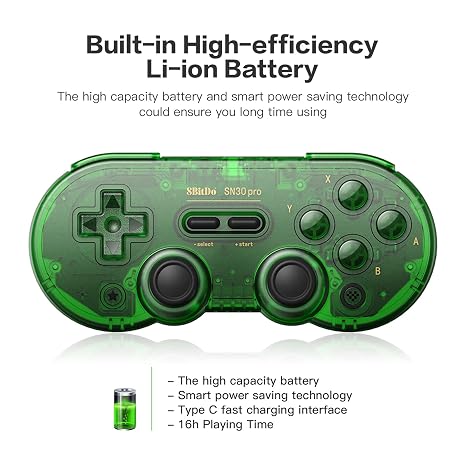 8Bitdo SN30 Pro - Green,Switch Wireless Bluetooth Game Controller Gamepad | Hall Effect Joystick Update, Switch Steam Mac PC Android Windows MacOS