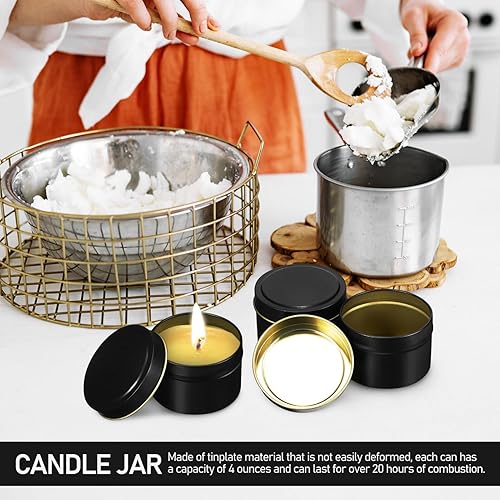 Miniatura 4 de Paquete de 24 latas de velas con tapas, tarros de velas vacíos a granel para hacer velas, recipientes de velas de metal de alta calidad, kit de