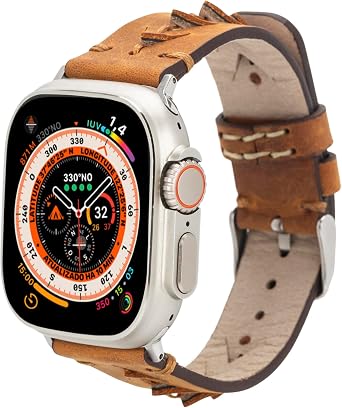 Genuine Leather Lanyard Compatible with Apple Watch, Genuine Leather Watch Lanyard, Compatible with 38/40/41/42/44/49mm, Adjustable Fit, Easy Plug and Play