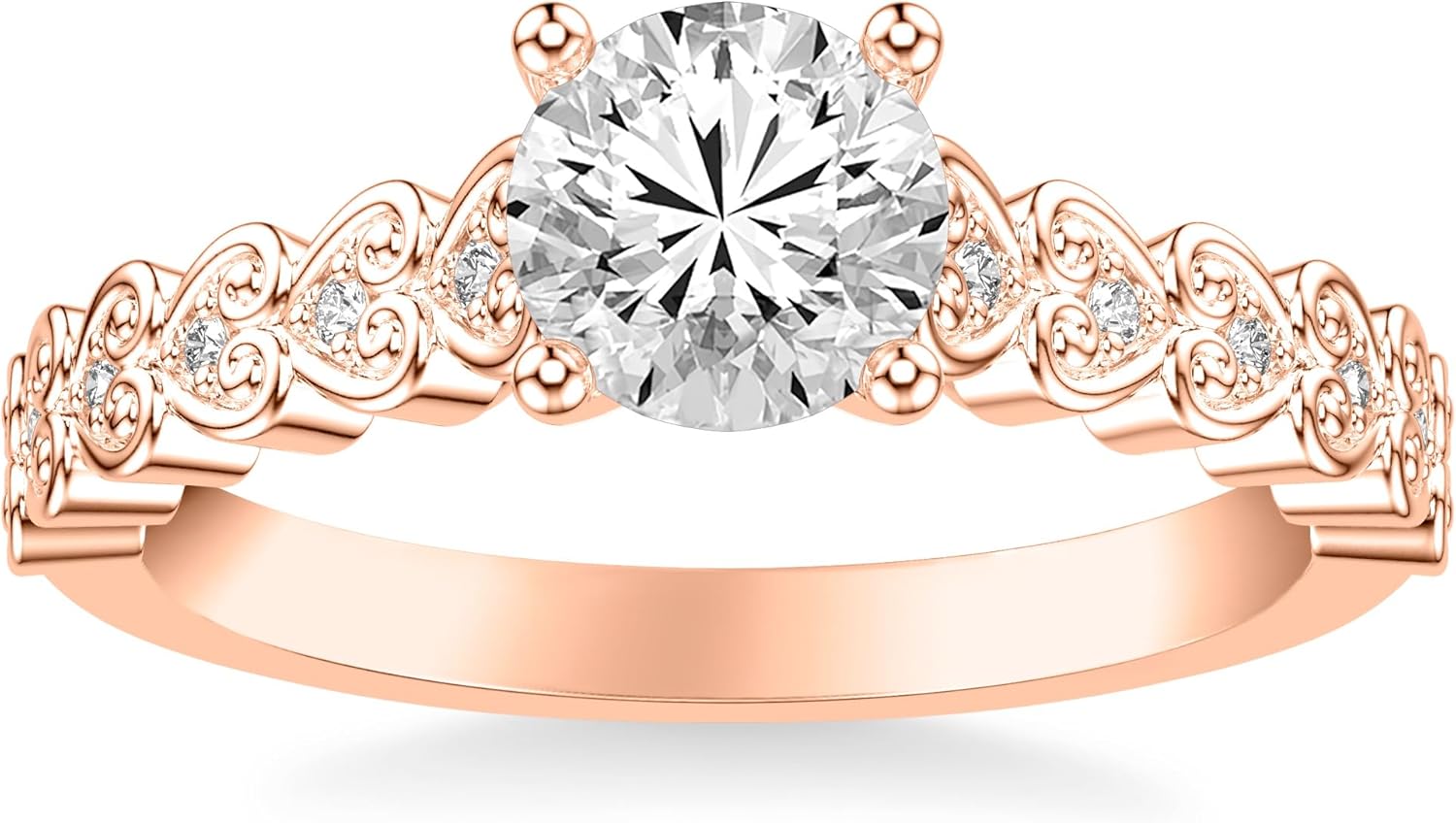 1.05-3.05 Carat Round Cut Moissanite/Lab Grown Diamond Engagement Ring Diamond Wedding Ring for Women in 925 Sterling Silver/10K/14K/18K Solid Gold