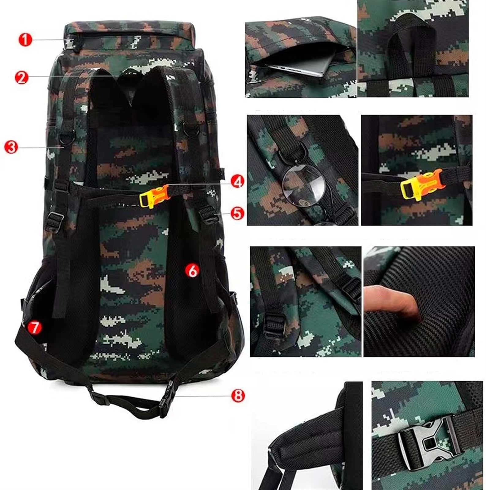 Plecak Turystyczny Plecak Trekkingowy Plecak Turystyczny 70L Wodoodporny Plecak Sportowy Na Świeżym Powietrzu Do Wspinaczki Camping Touring Torba Alpinistyczna(E)