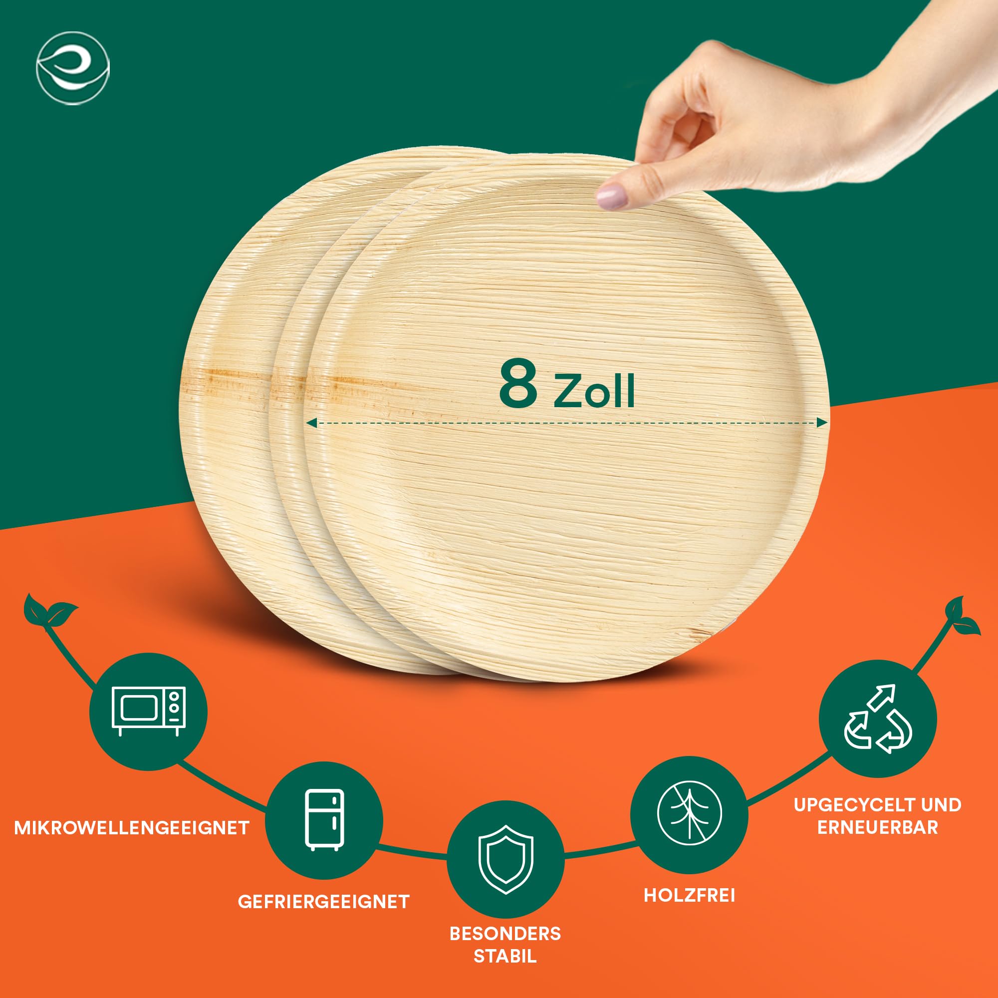 ECO SOUL Bambus teller 8"(20 cm) Papteller Einwegteller(100 Stück)