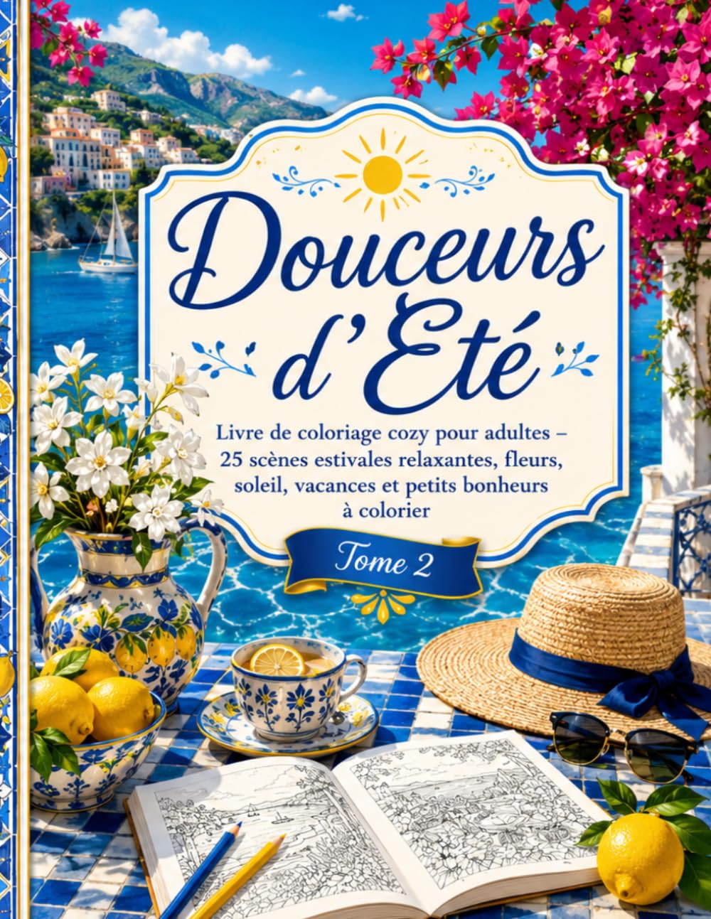 Douceurs d'Été: Livre de coloriage cozy pour adultes – 25 scènes estivales relaxantes, fleurs, soleil, vacances et petits bonheurs à colorier