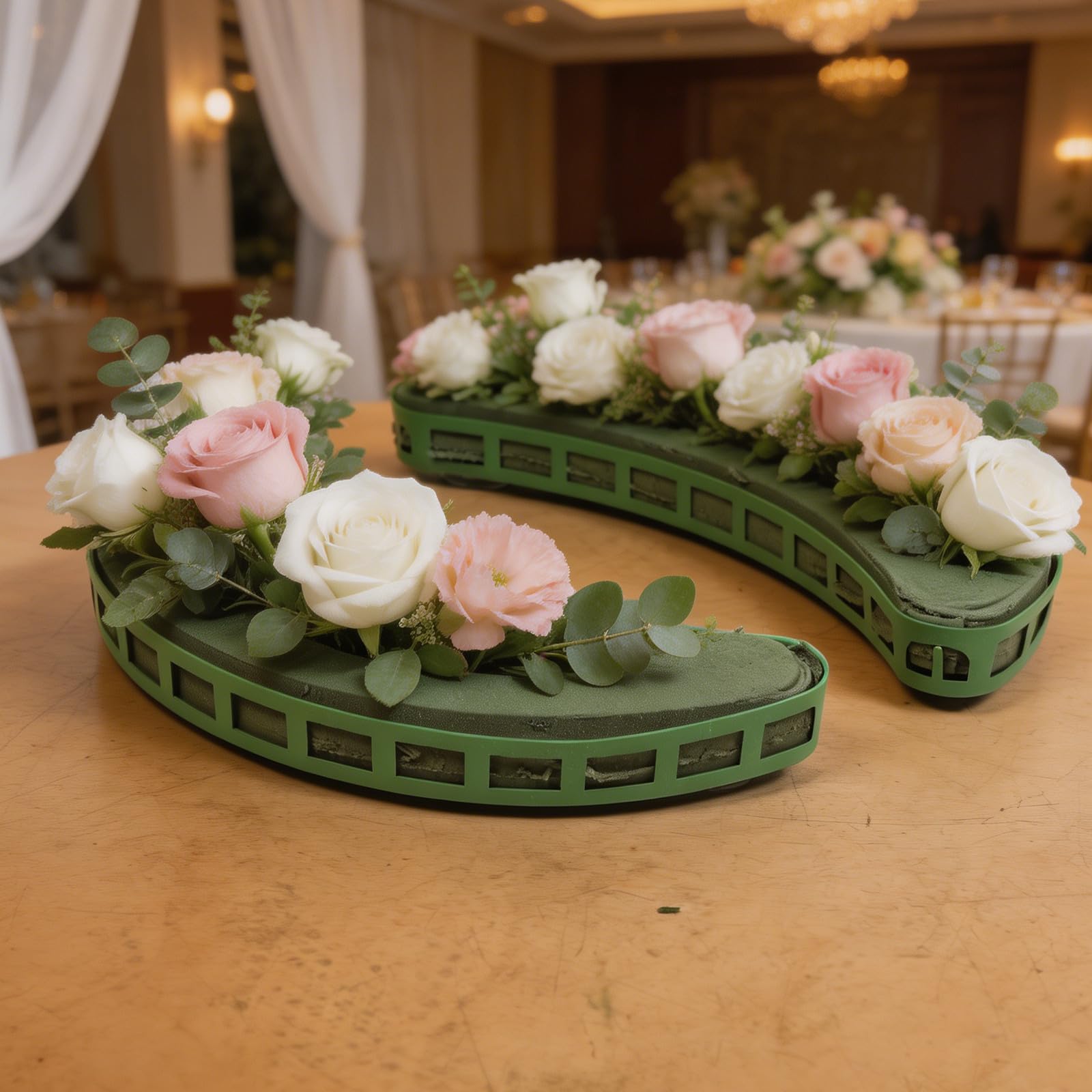 2 paia di gabbie in spugna floreale con ventosa - Supporto per composizioni floreali a forma di mezzaluna, blocco umido per decorazioni fai da te per auto da matrimonio, fissaggio di bouquet
