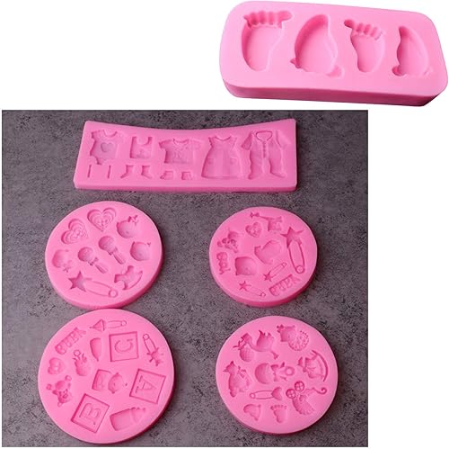 Miniatura 4 de Rainmae Molde de silicona para pastel de fondant, 6 unidades, para bebé, fiesta de cumpleaños, cocina, molde para hornear, decoración de pasteles,