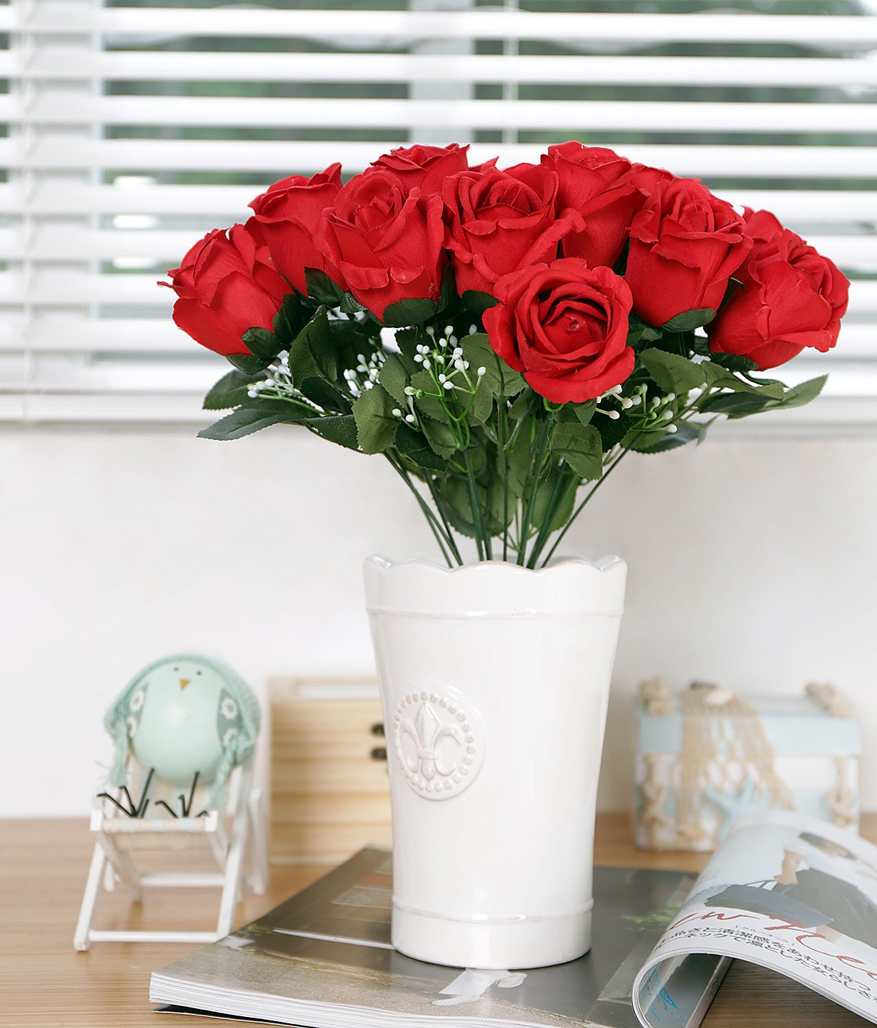 Amazon｜ローズ バラ 薔薇 花束 造花 赤｜造花 オンライン通販