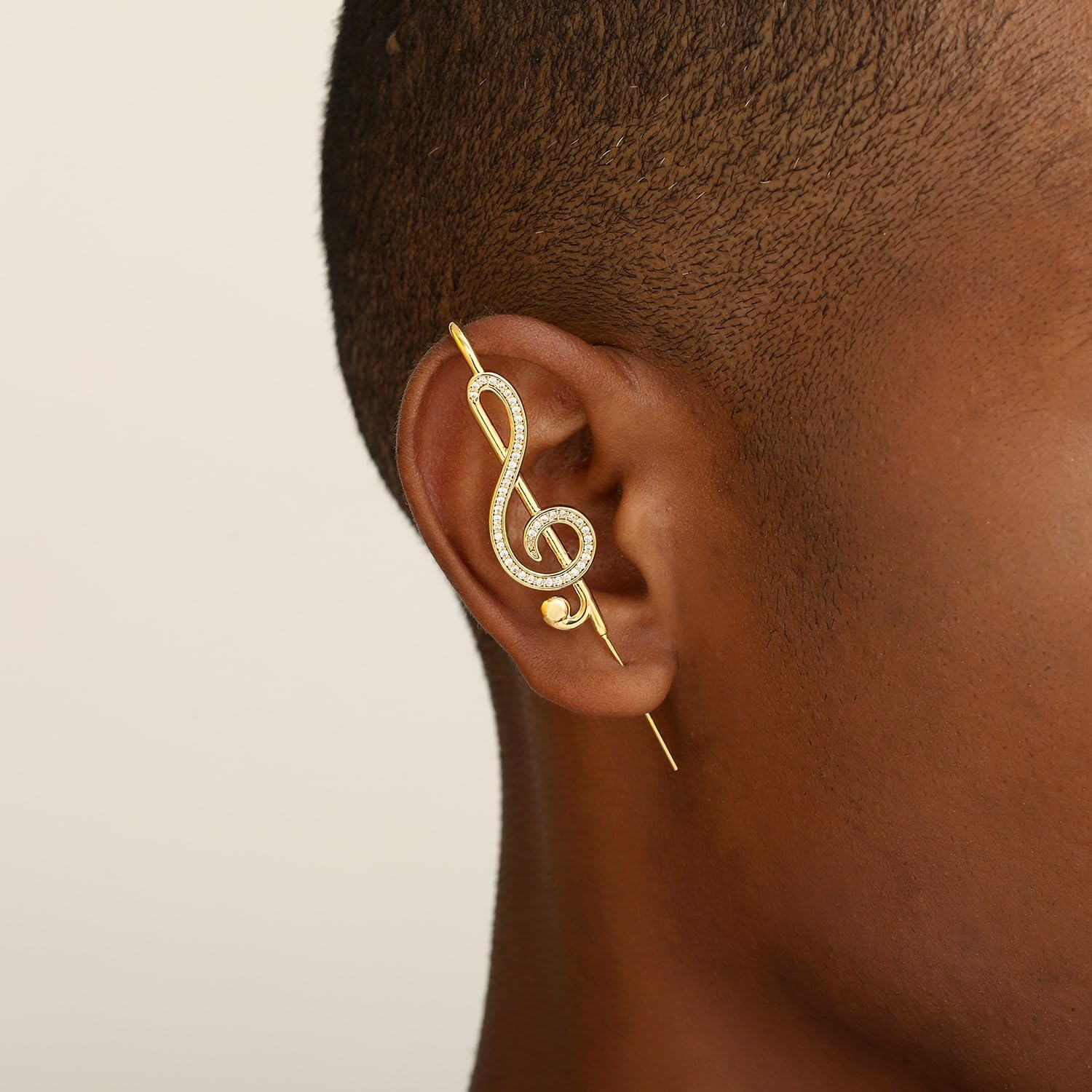 Treble Clef Helix Hook Earrings – Adjustable, Hypoallergenic, Unisex Ear Cuff Style