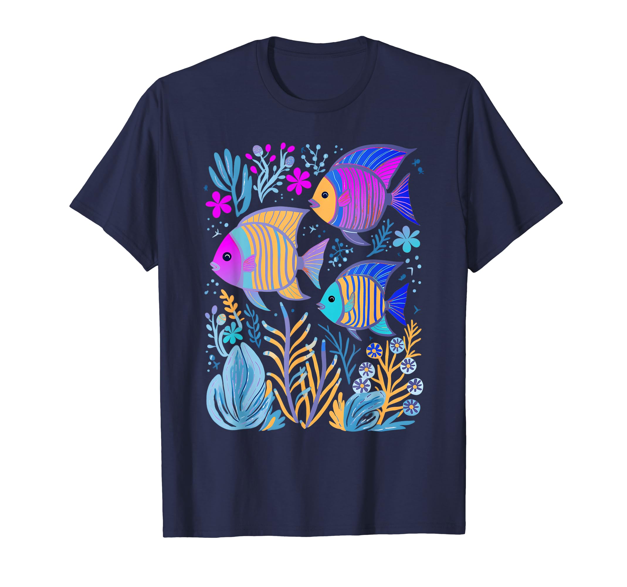 Funny Colorful Fish Art Apparel & DecorFish Life Oceanography Tropical Snorkeling Island Sea Diving T-Shirt