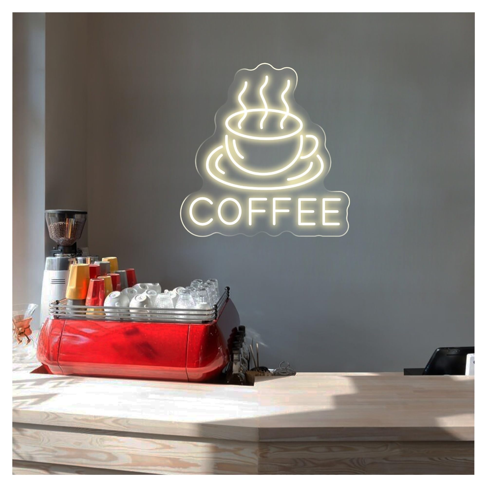 Shouxi One Color Sign Lamp Coffee Neon Sign, For Shop Opening, Bar, Cafe Wall Decor 39Cmx40cm