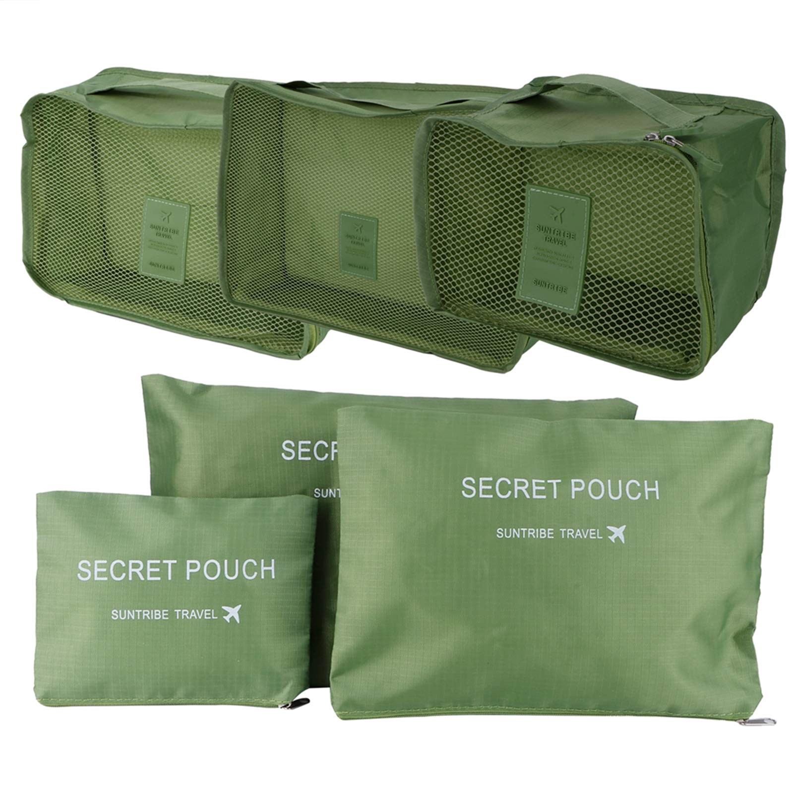 MOUMOUTEN 6 Pezzi Set di Cubi Organizer da Viaggio per Imballaggio, Borsa per Smistamento Abbigliamento Bagaglio Valigia Organizzatore per Imballaggio, Organizzatori per Borse da Viaggio(Verde