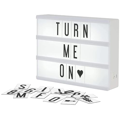 My Cinema Lightbox pequeña marquesina con luz LED y 100letras números y caracteres para crear su cartel personalizado Incluye USB o alimentación con