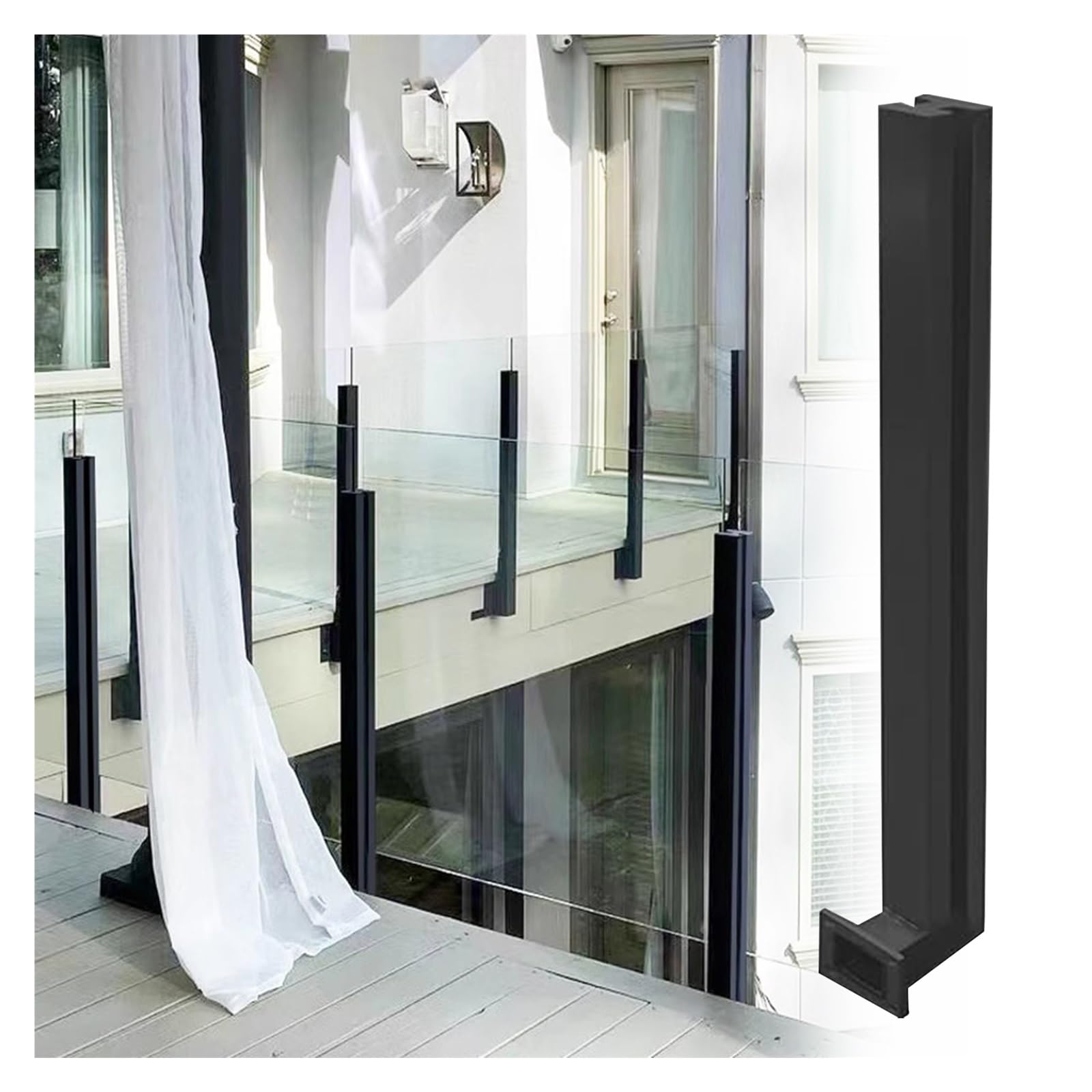 Poteau de Garde-Corps en Verre : Solution Coupe-Vent en Inox Noir