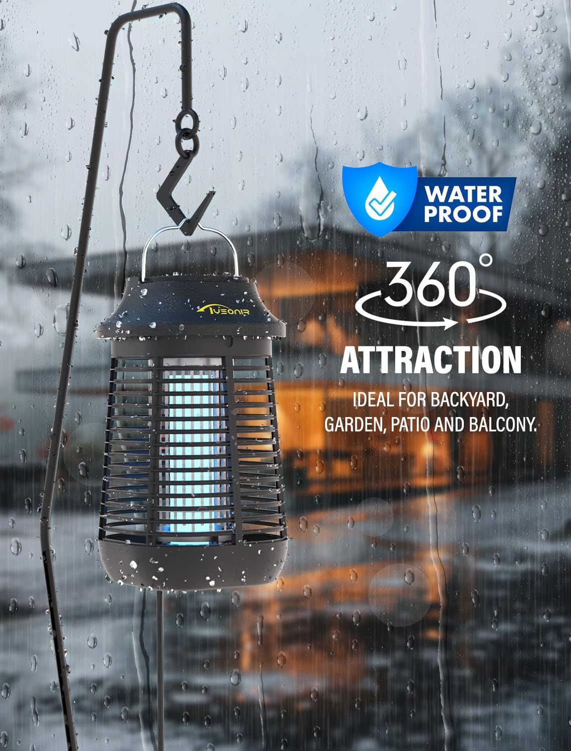 Bug Zapper 4200V for Outdoor and Indoor, 9.84 Ft Power Cord with Switch, Waterproof Electric Mosquito Zappers(3rd Generation), Mosquito lamp, Electronic Bug Zapper Light Bulb - Image 6