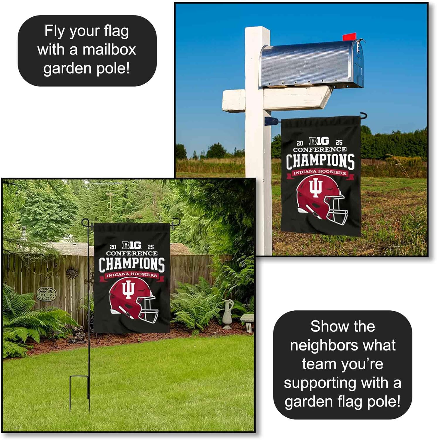 Indiana Hoosiers 2025 Big 10 Champions Garden Banner Flag - Image 4