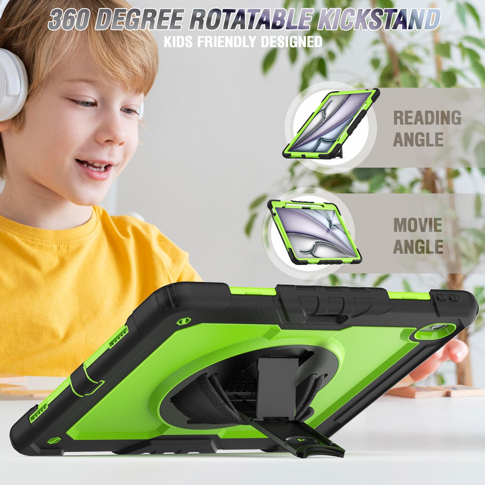 Herize Heavy Duty Case For IPad Air 13 M3/M2 2025/2024 - With Screen Protector, Stand & Shoulder Strap