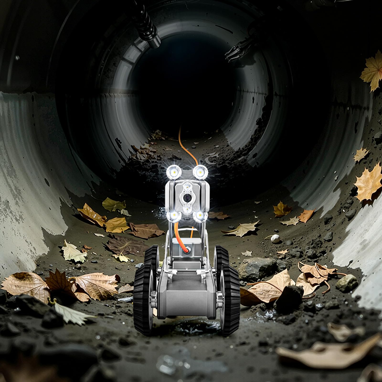 VEVOR Robot de Inspección de Tuberías de Alcantarillado, 120 m, Cámara Frontal y Trasera de 2 MP y Tableta Táctil, la de Plomería IP68 con Luces y Contador de Distancia para Tuberías Industriales