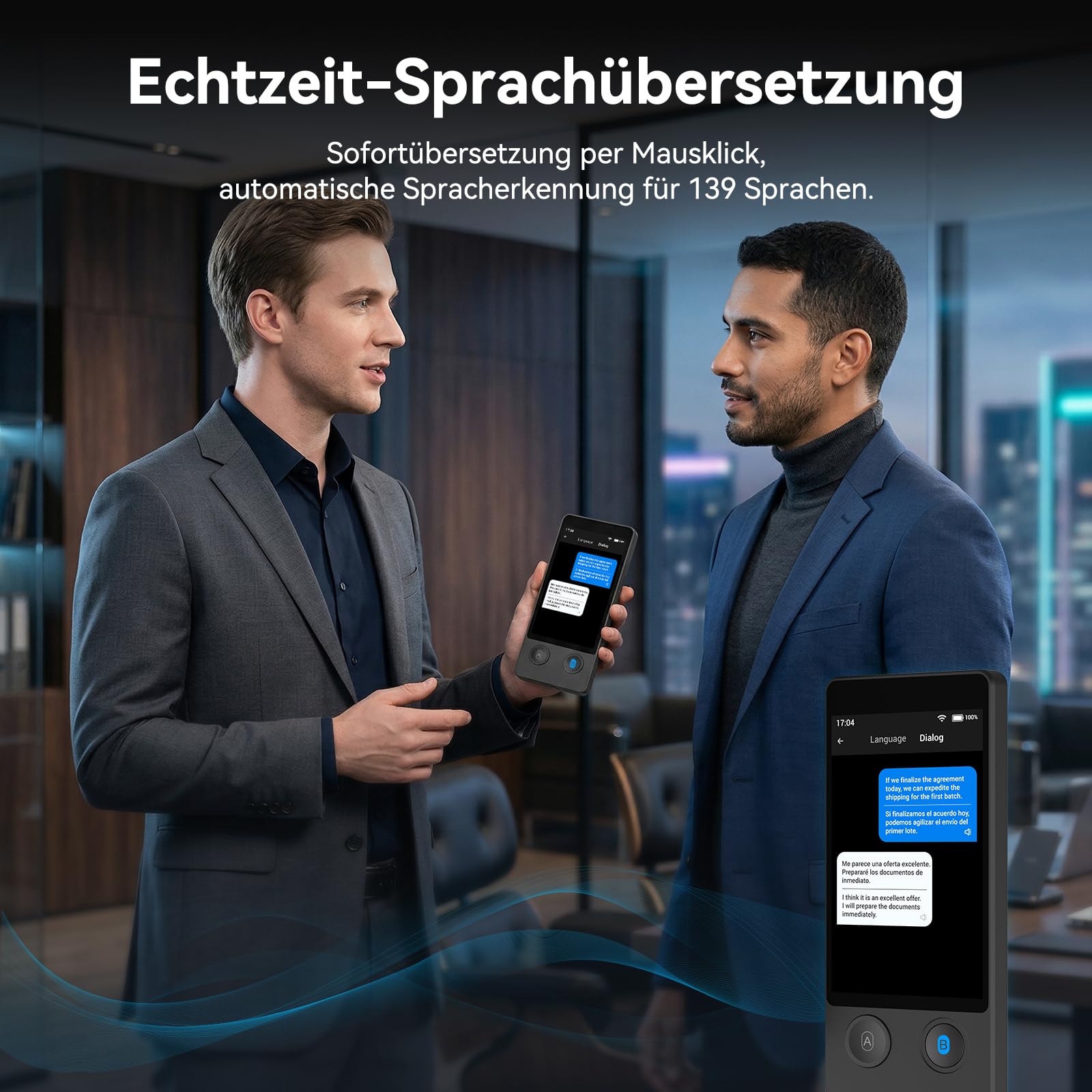 Wooask W12 Sprachübersetzer, 140 Sprachen Echtzeit Online/Offline/ChatGPT/Foto Unterstützung