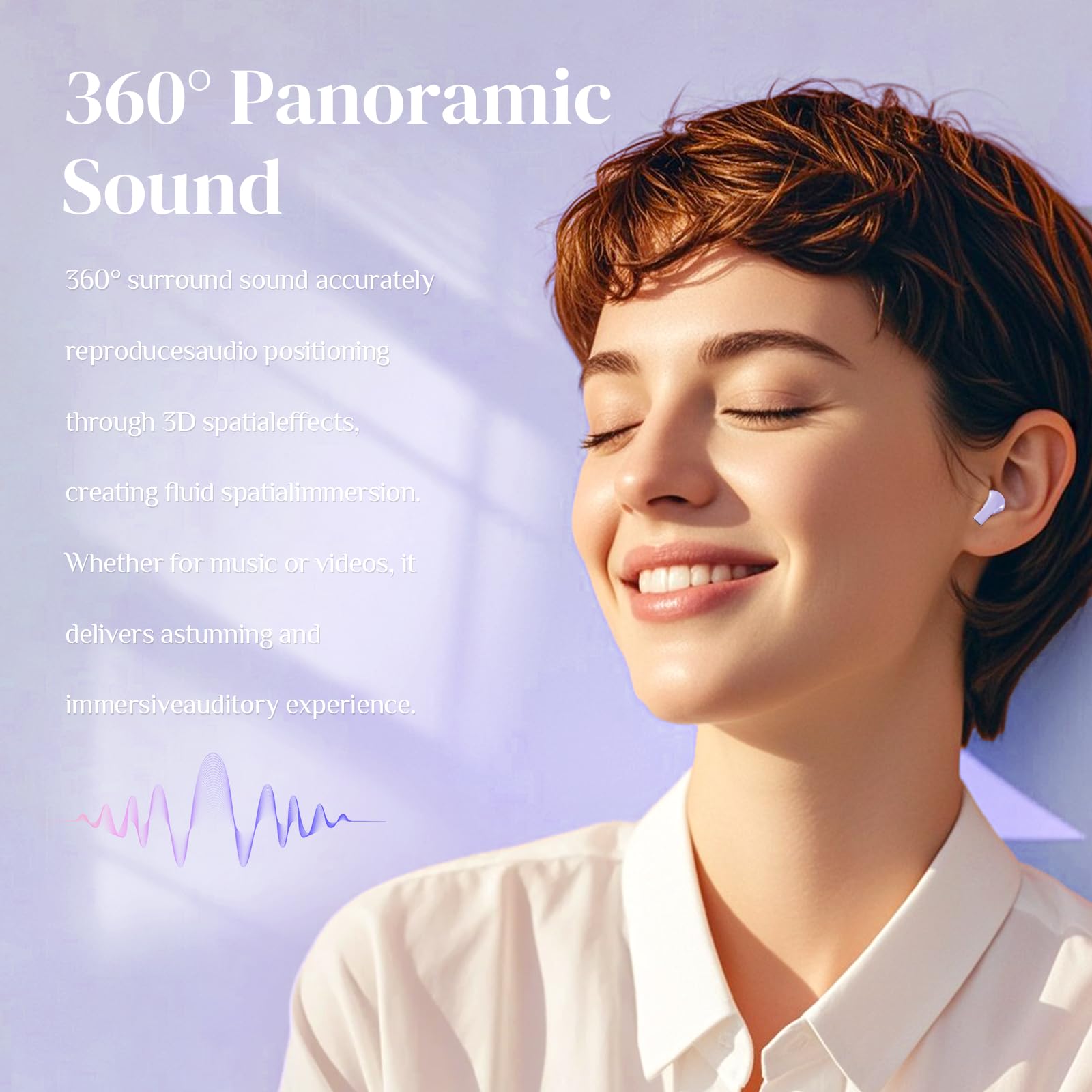 Auriculares inalámbricos de corazón morado para niñas y niños, lindos auriculares invisibles pequeños inalámbricos Bluetooth para orejas pequeñas, canales de oídos, mujeres, oro rosa, azul