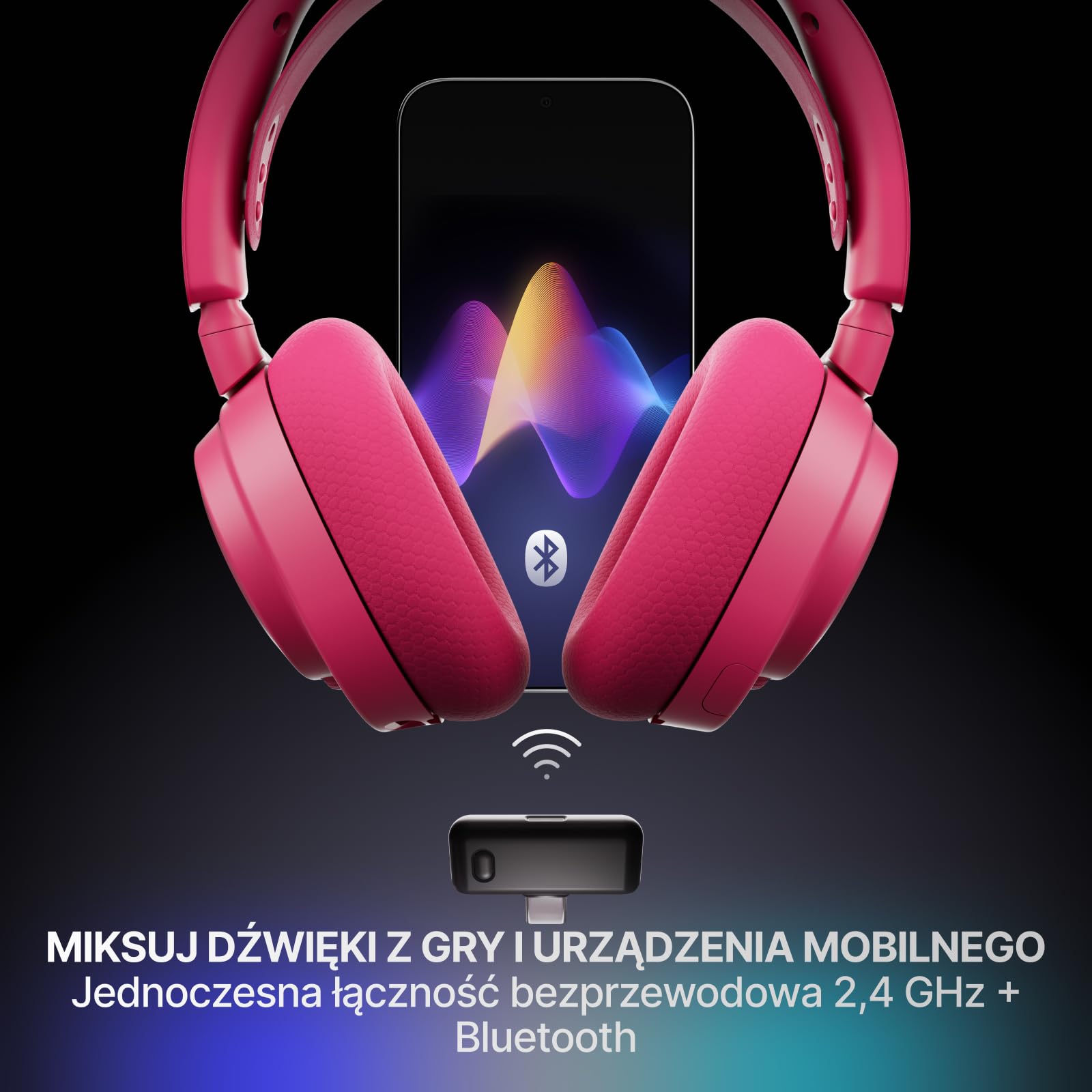 SteelSeries Arctis Nova 7P Wireless Gen 2 do gier -sterowanie aplikacją w czasie rzeczywistym - 50H + -przetworniki magnetyczne z magnesem neodymowym -miks 2,4 GHz/Bluetooth -PS5,PC, Switch 1/2,mobile
