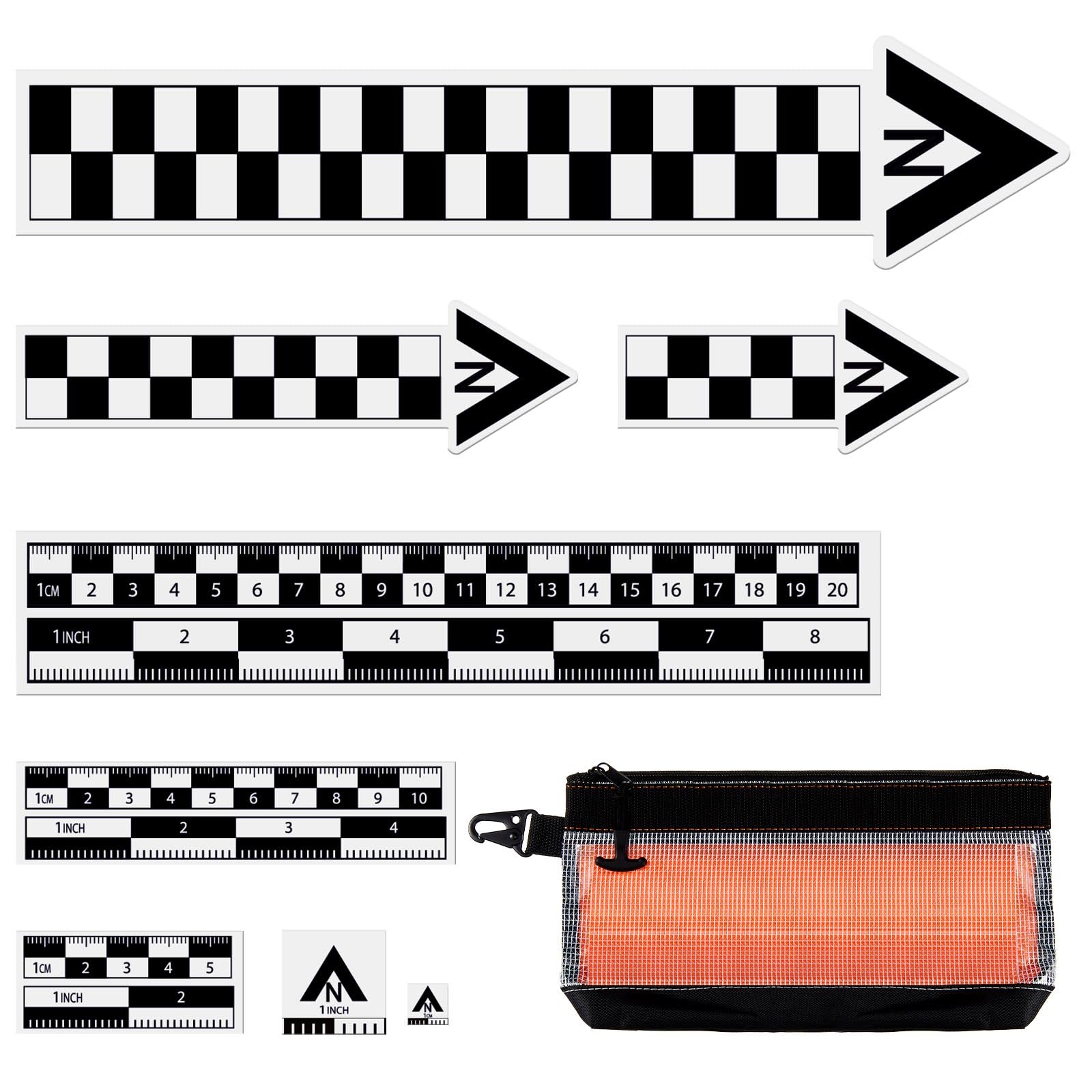 Maitys Archäologie-Set Mit Nordpfeil & Maßstäben – 12-teiliges Lineal-Set In Schwarz/Weiß Für Feldarbeit & Fotodokumentation