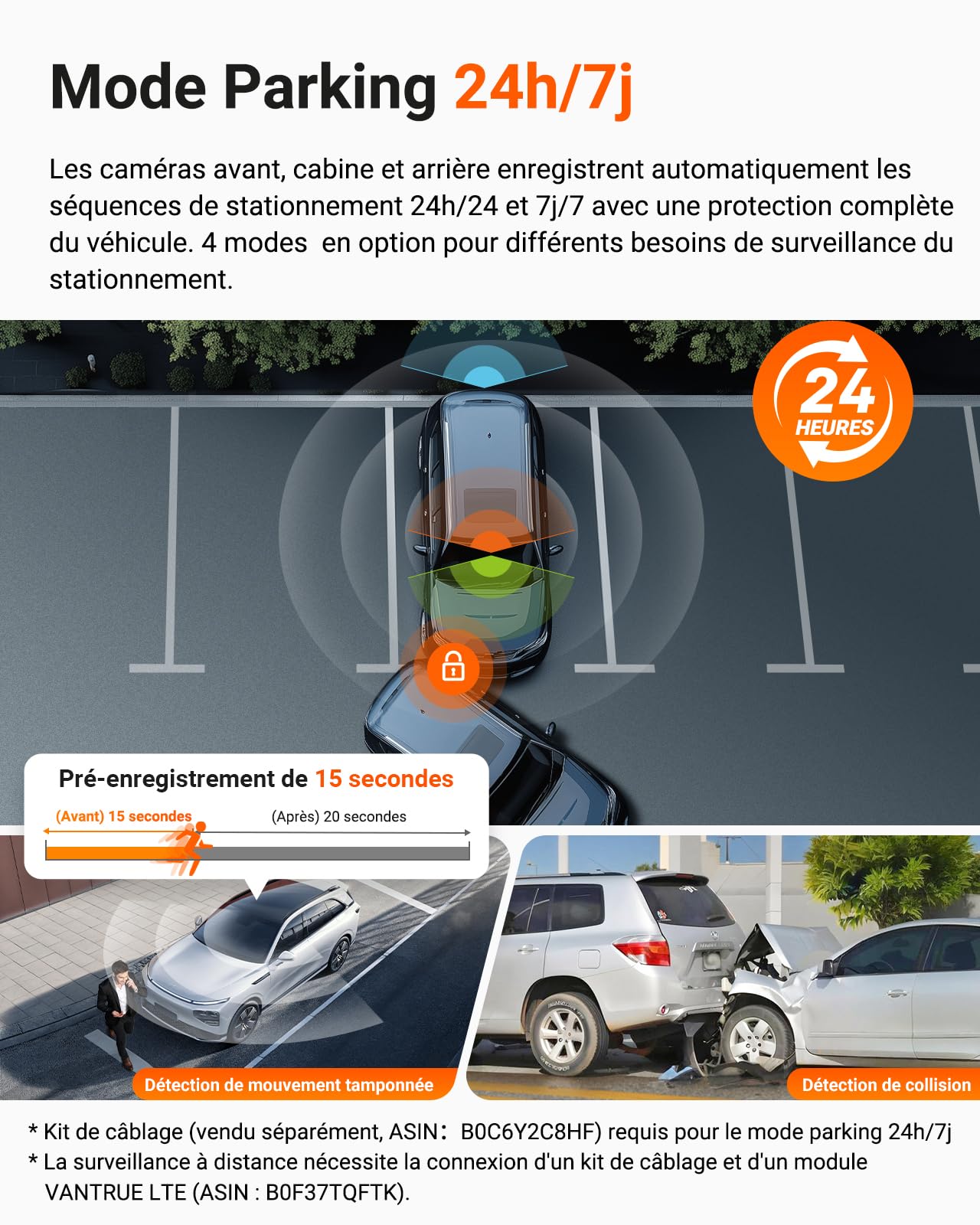 VANTRUE N4 Pro S 3 STARVIS 2 Dashcma Voiture 4K+ 1080P+ 1440P 5GHz WiFi PlatePix™ Caméra embarquée Infrarouge GPS 360°HDR Mode Parking Tampon,Commande Vocale en français, LTE Optionel, Max 1To