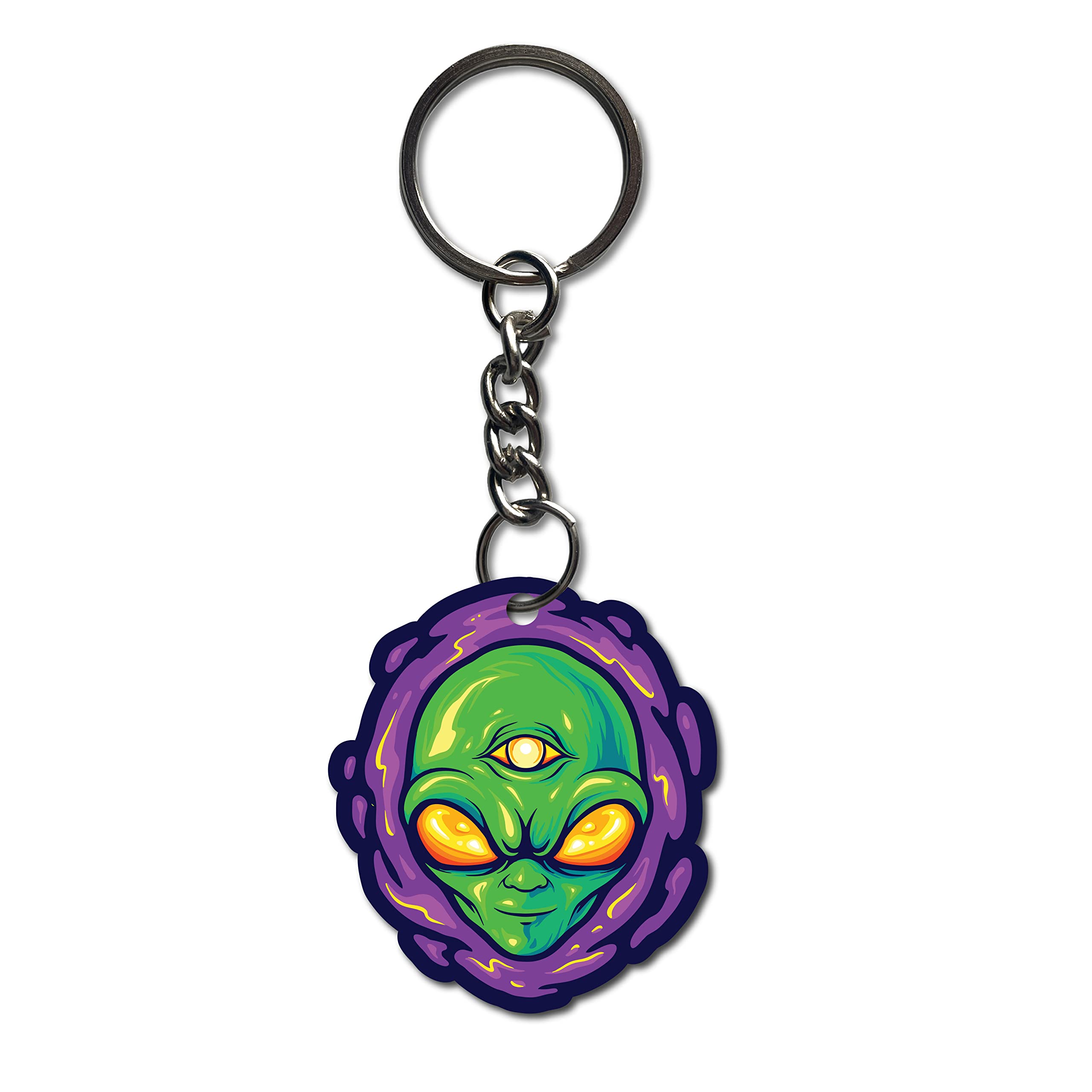 signoogle Printed Alien Keychain for Bike Car/Women/Men/Bag Key Tag Keyrings Multicolor (2.2 x 2.5 Inch)-picture-14