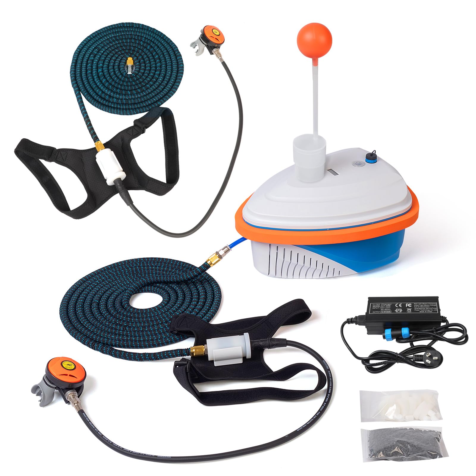 HQLYZJDV Scuba Dive System, Support 2 Divers Diving Ventilator Scuba Diving System with 60ft Hose Diving Breathing Regulator Hookah Dive System Snuba Lung Tank for Diving & Fishing, 6-7H