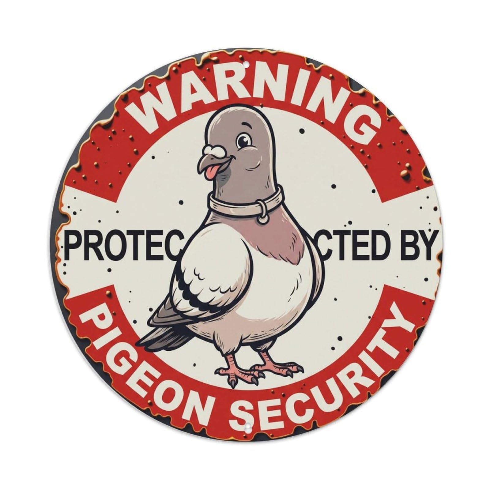 Tgrcjimh Style Metal Tin Sign Warning Protected By Pigeon Security Vintage