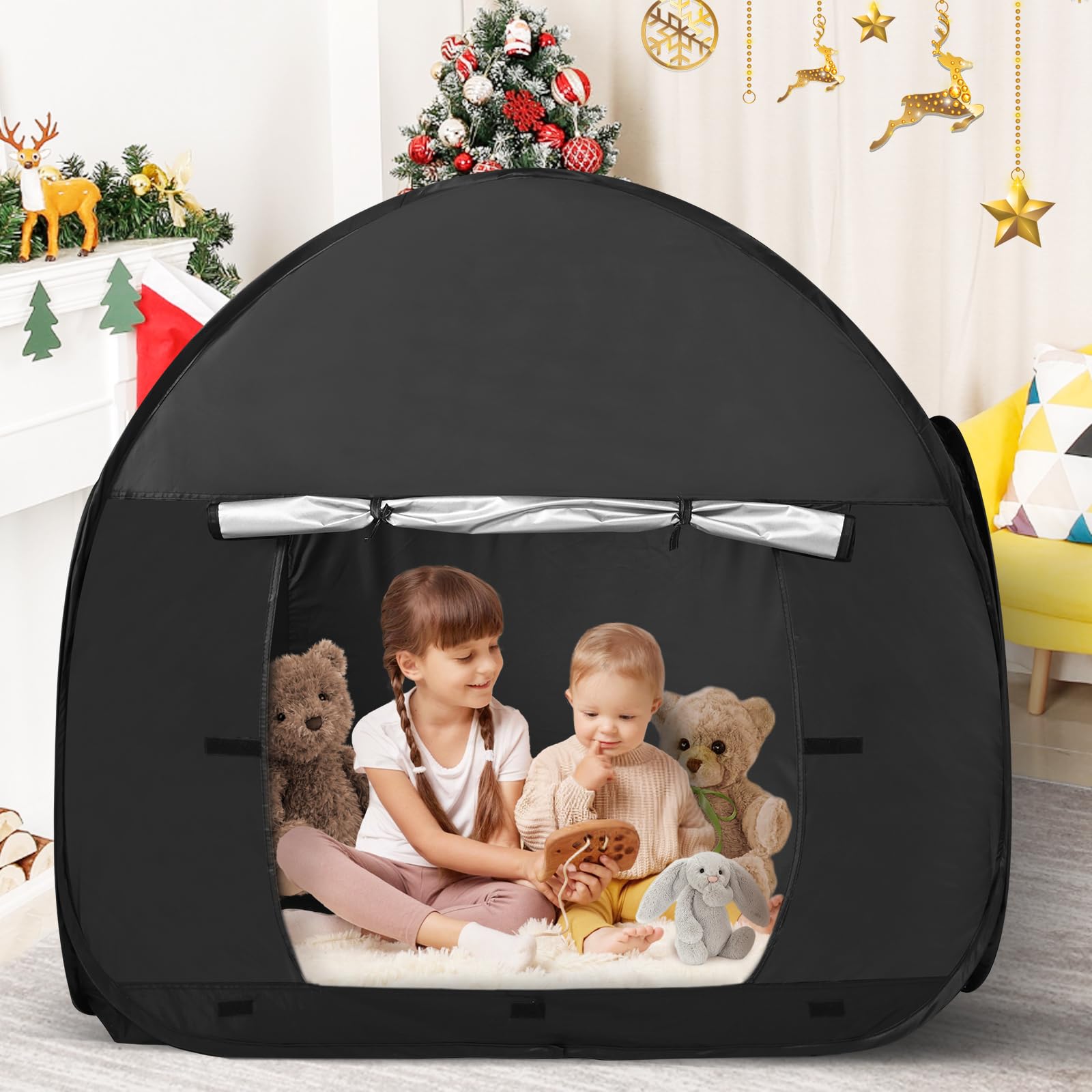 Yabumak Pop up Tent Sensory Tent Blackout Tent for Kids Pop up Den Indoor Tents Kids Playhouse Foldable Play Tent Canvas Childrens Tents for Girls & Boys — image 1