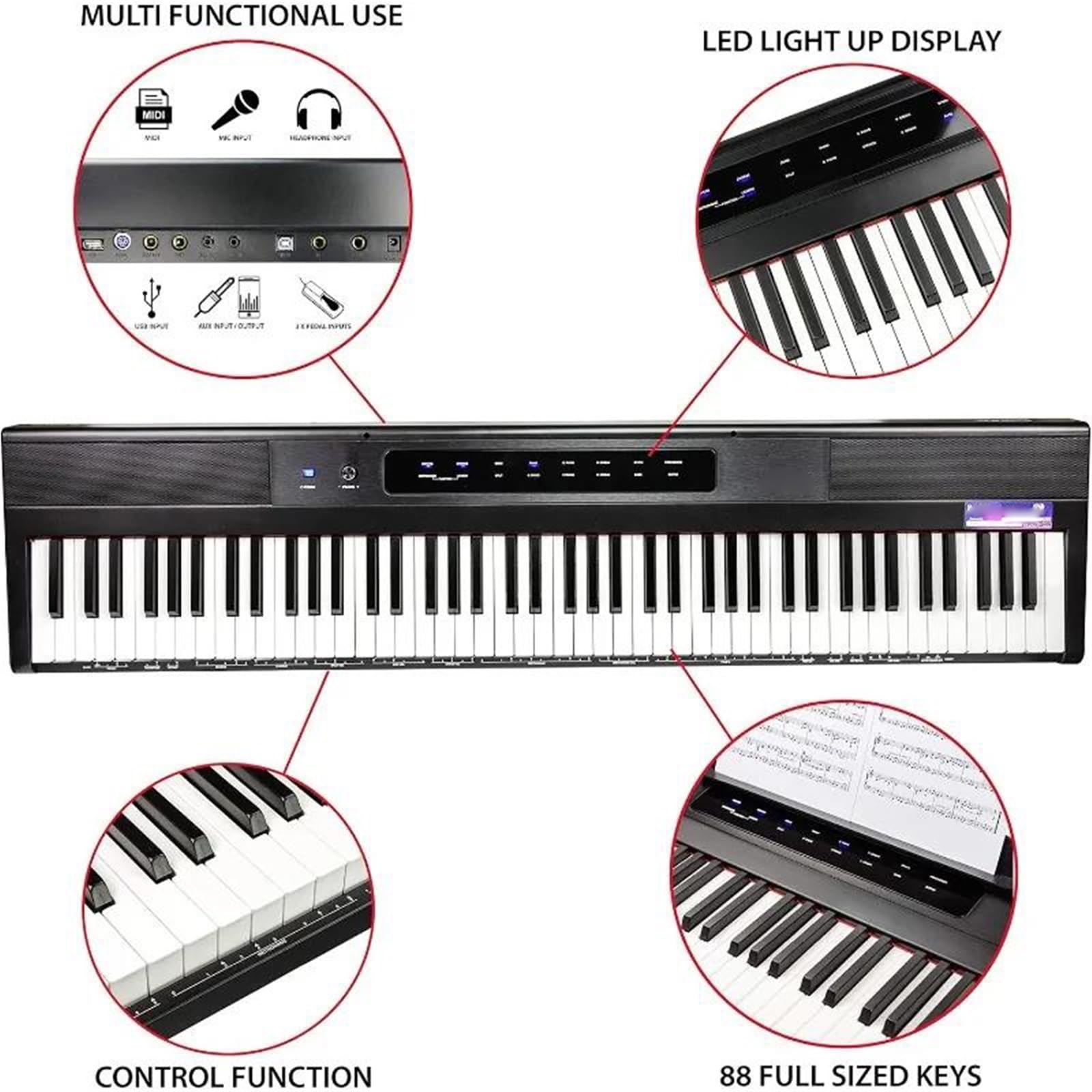 Pianino Elektroniczne 88 Klawiszowe Pianino Elektroniczne Z Klawiaturą Cyfrową I Pełnowymiarowym Półważonym Zasilaczem