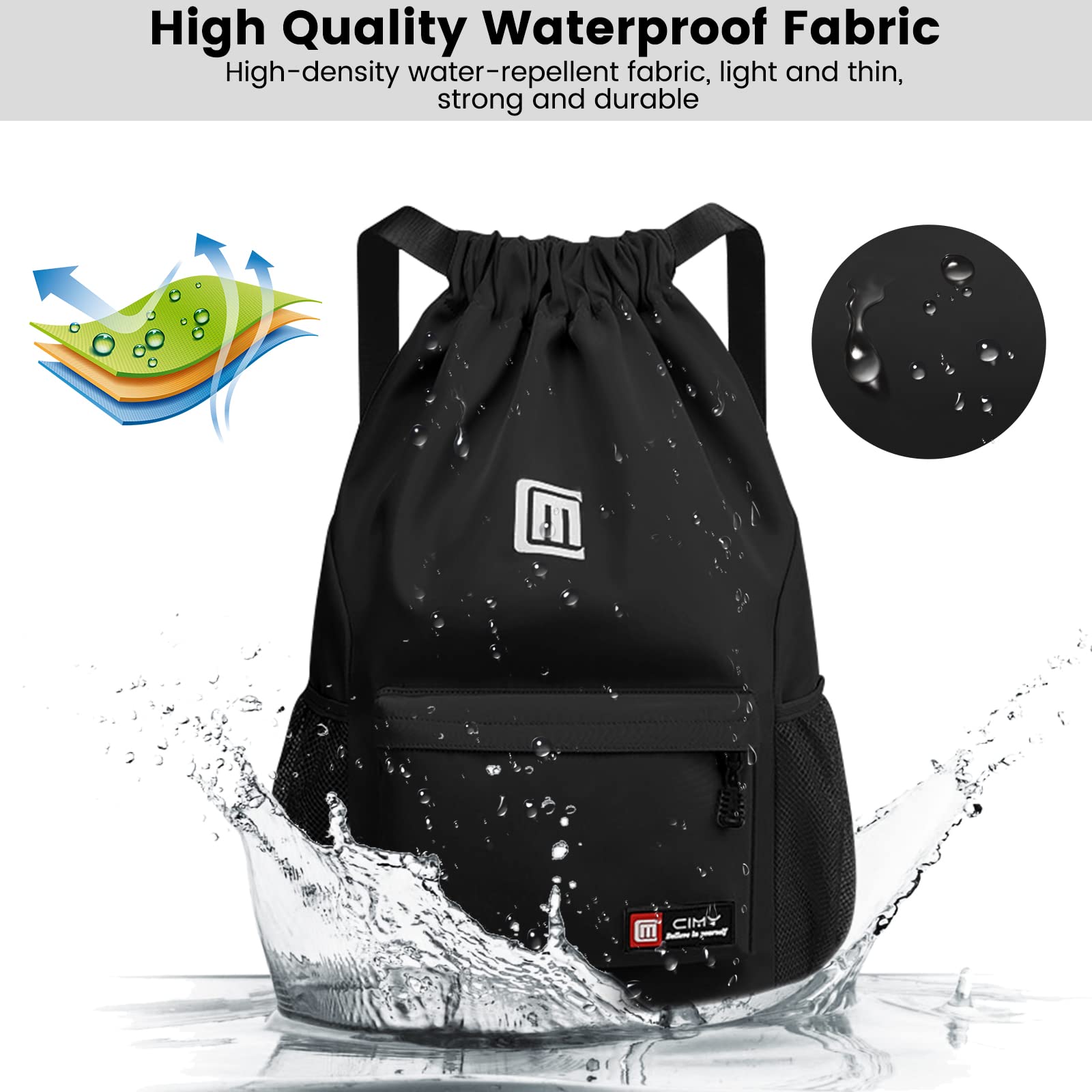 Eucomir Mochilas De Cuerdas, Mochila Deporte Mochila Gym De Malla Agua, Bolsa De Cordón Impermeable De Nylon Bolsa De Gimnasio Cordón — view 4