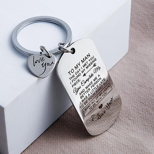 Miniatura 4 de Llavero con texto en inglés "To My Man", regalos de San Valentín llaveros para hombres, hijo, él, cumpleaños, aniversario