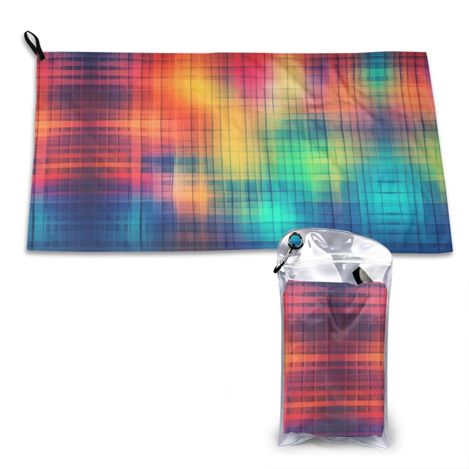 DUYKIMQW Color grid Print Quick Dry Towel 16x31.5in White
