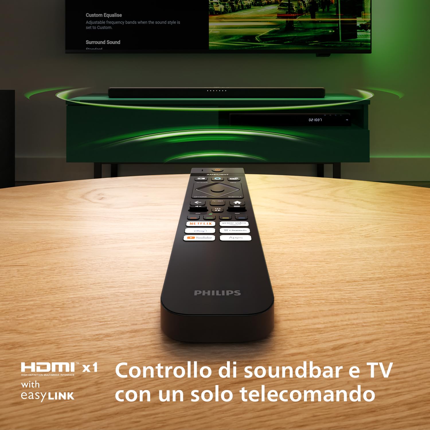 Philips TAB6309 Soundbar 2.1 con subwoofer wireless - 2.1 canali 320W, DTS Virtual X, Bluetooth 5.4, HDMI ARC, Connessione ottica e connettività USB - Grigio Scuro