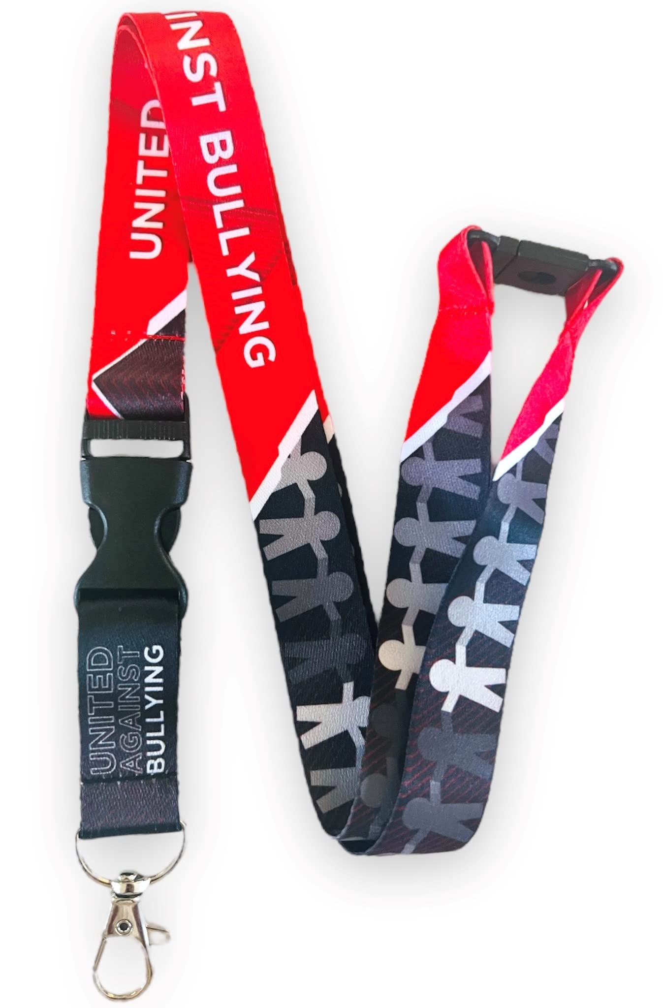 Pac Supplies Global Red United Against Bullying Lanyard With Detachable Buckle Clip & Safety Breakaway