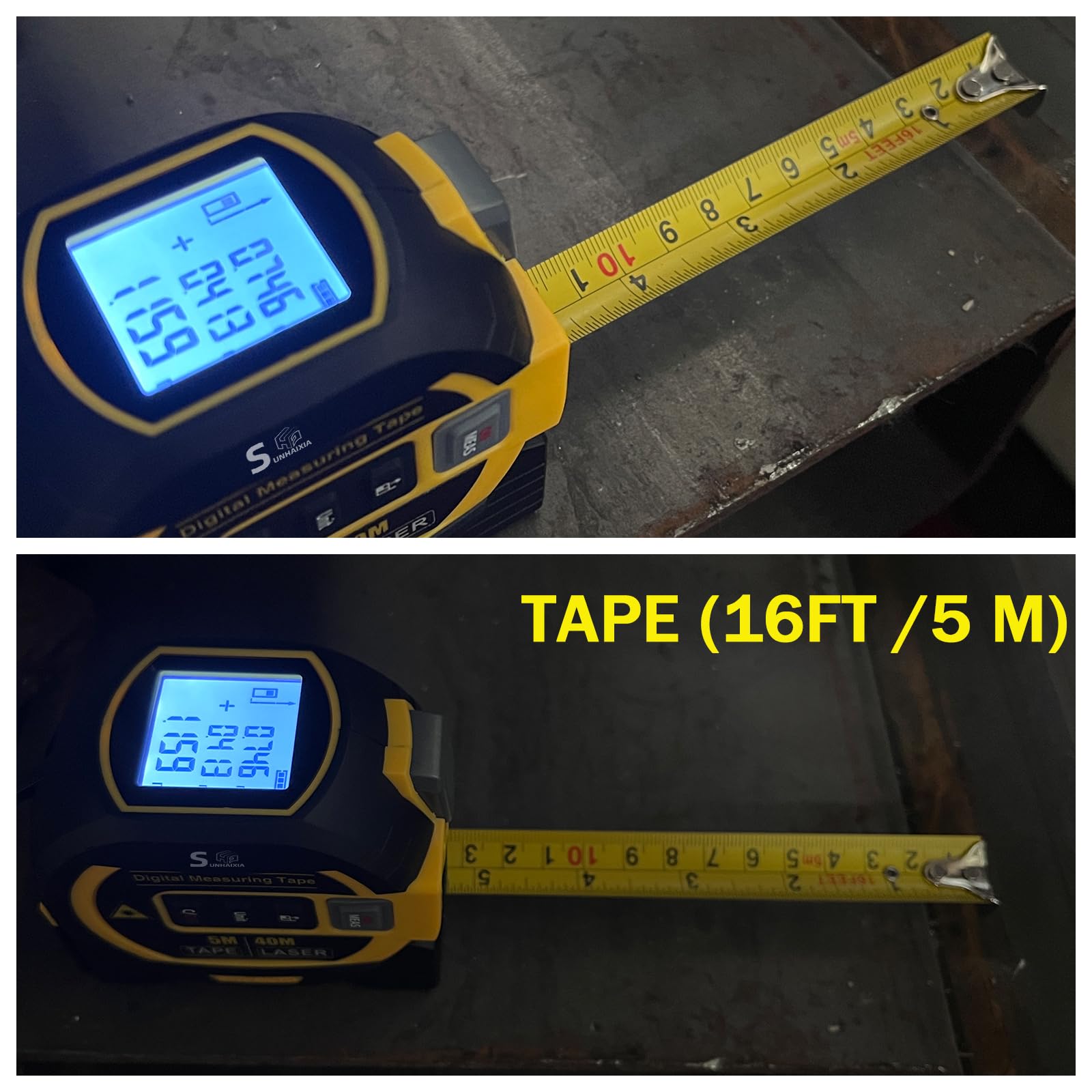 Fitdays Mètre Laser 3-en-1 avec Ligne Croisée | 40m Laser + 5m Ruban AutoBloc | Grand Écran LCD (m/ft/in) & Calculs Surface/Volume | Bricolage, BTP, Professionnels