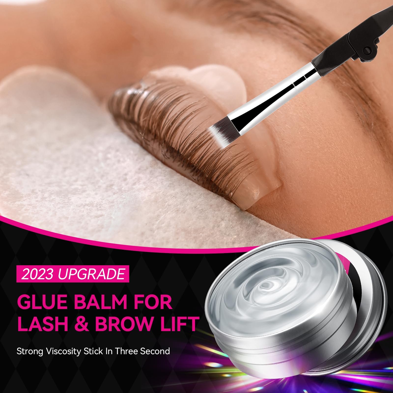 Reddhoon Lash Lift Glue Balm Kit, Eyelash Lift Glue Adhesive & Lash Lift Rods with Brush for Lash Lift & Brow Lamination, Strong Viscosity & Water Solubility for Eyelash Perm Kit, 0.35Oz/10G