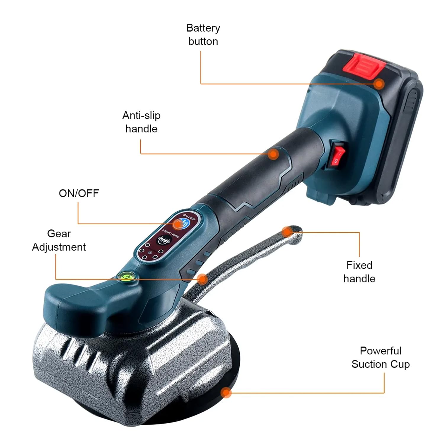 Secoueur de carrelage, machine à carreler 5 vitesses pour batterie Makita 18 V, appareil vibrant pour carrelage sans fil, ventouse de 130 mm, vibromasseur pour carrelage mural et de sol de 0,3 à 2,6 m