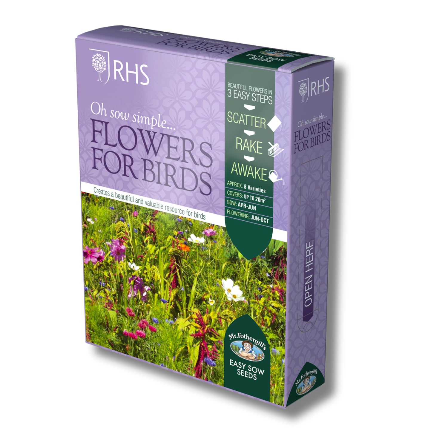 Mr Fothergill’s RHS Flowers for Wildlife Seeds, Bright Flower Seed Mix with Approx 15 Varieties, Long Flowering Display Jun-Oct, Wildlife Friendly Borders and Beds, Nectar and Pollen Rich Mix — view 3
