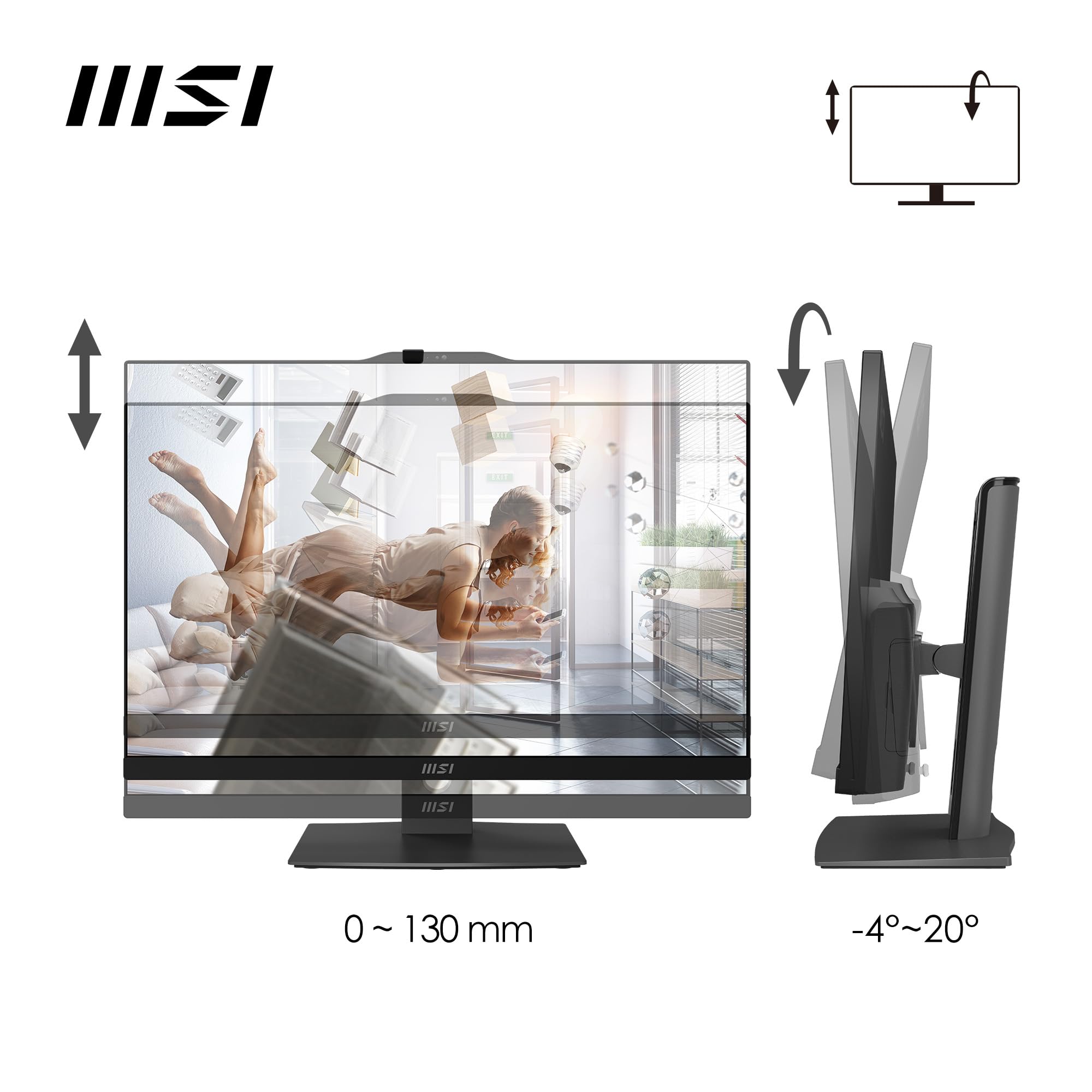 msi Modern AM272P 1M-853IT PC AIO - 27" IPS 1920 x 1080 (FHD), procesor Intel® Core™ 5 120U, 8 GB (DDR5 5200 MHz), 512 GB SSD - Vesa 75 x 75 mm, wbudowana kamera internetowa, system Windows 11 Home