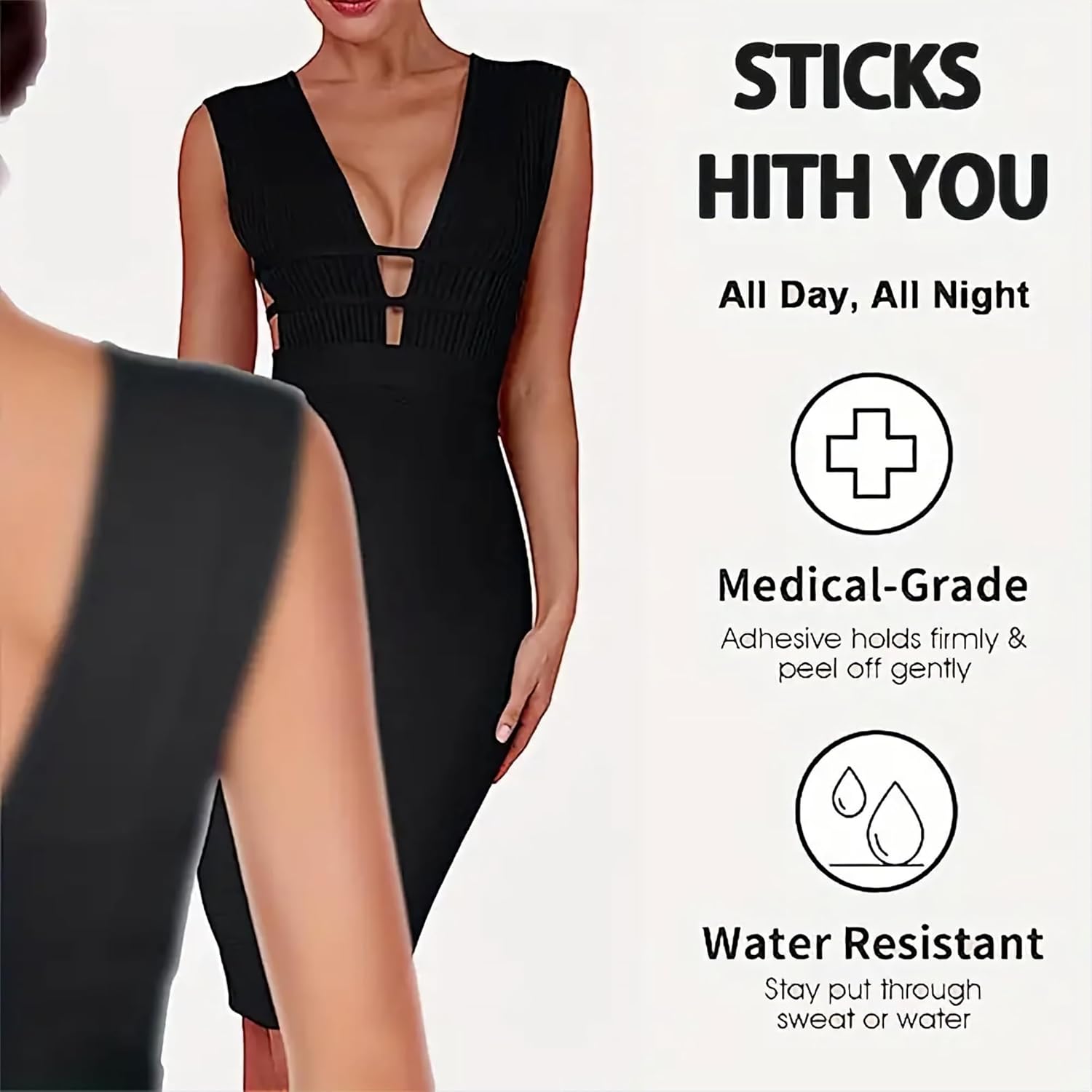 Sticky Bra Adhesive Bra Backless Reusable,Silicone Bra,Sticky Push-Up Bra & Water Proof Nipple Covers - Image 4