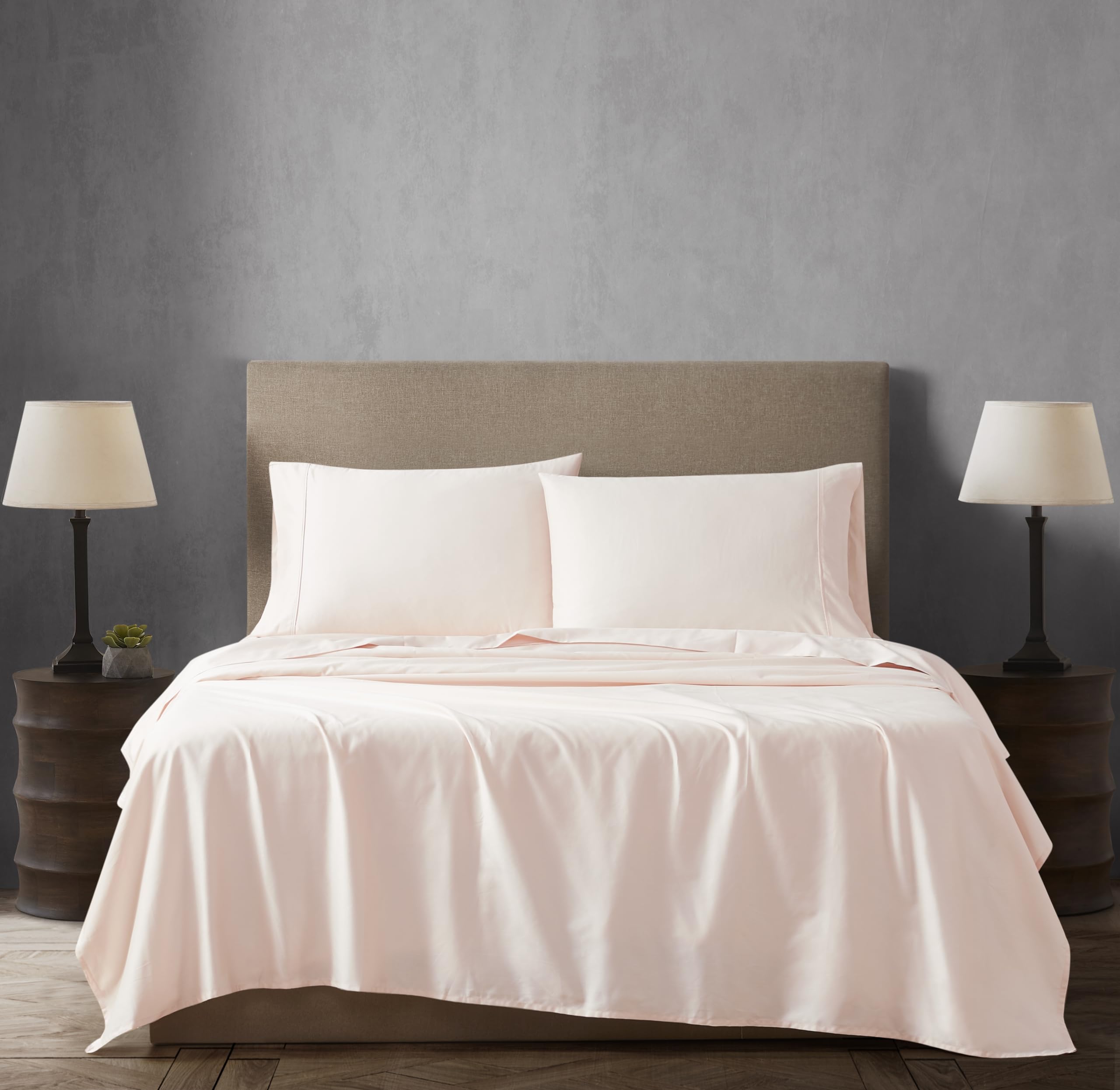Luxury Cotton 400 Thread Count Cotton Sateen 4-Piece Sheet Set, Full, Blush