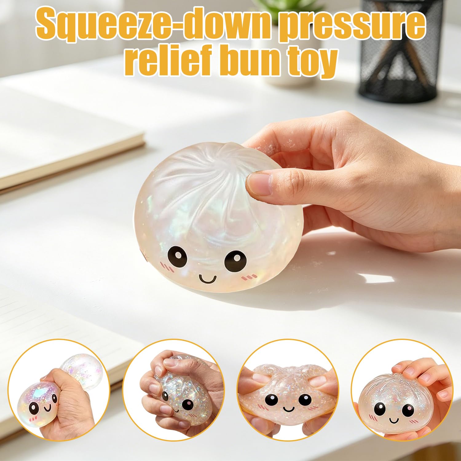 Giant Glitter Dumpling Squishy Toy, 2Pezzi Squishys A Forma Di Ravioli Glitterati, Glitter Dumpling Squishy, Morbida Pallina Antistress Ravioli Spremere Giocattoli, giocattolo da scrivania estensibile