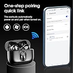 Ecouteurs sans fil, 2026 Bluetooth 5.3 écouteurs HiFi Stéréo Ear Bud, 40Hrs Écouteurs Bluetooth avec temps de lecture 4 ENC Le bruit annule les micros, IP7 Imperméable, LED Affichez les écouteurs sans fil pour Android/iOS