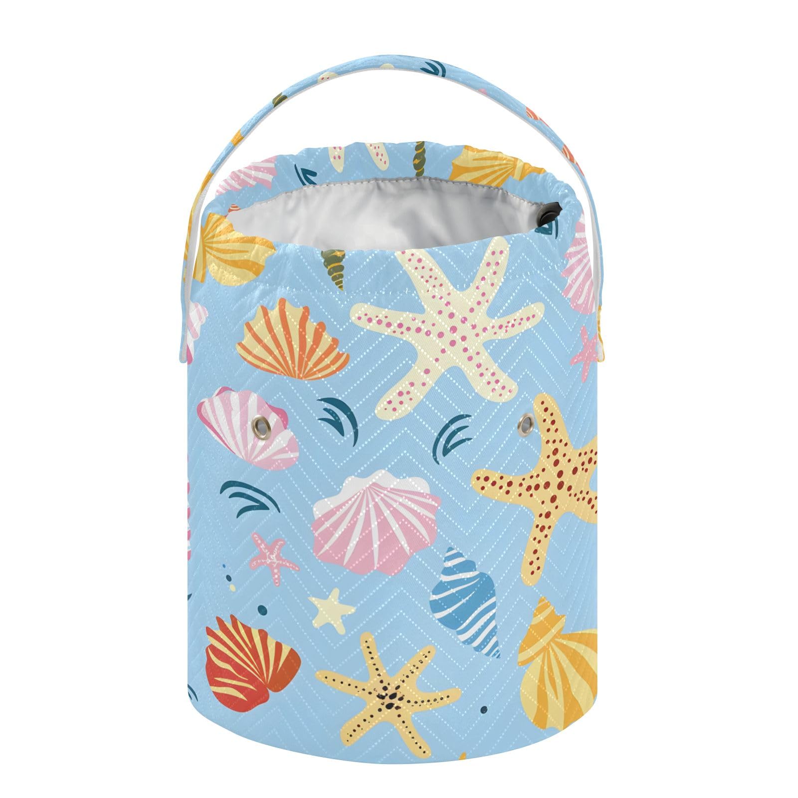 Yarn Storage Bag Small Crochet Bag Knitting Bag Organizer Hand Drawn Sea Shells Yarn Bags for Crocheting Basket