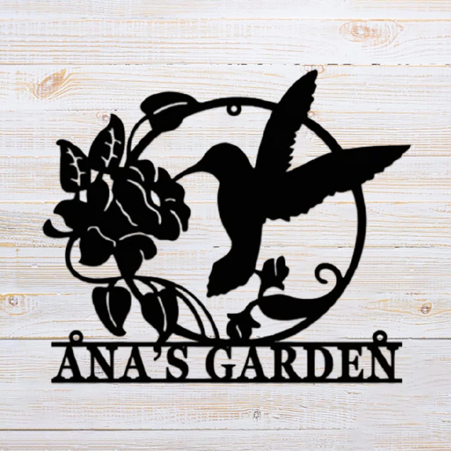 Bird Metel Wall Sign Custom Hummingbird Garden Metal Signs, Personalized Hummingbird Flower Name Wall Art, Bird Yard Art, Home Decor, Outdoor Signs, Housewarming Gifts