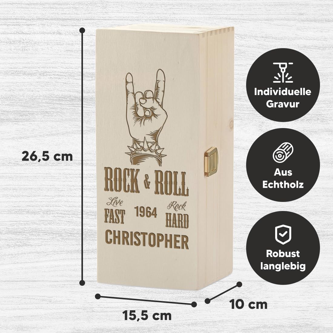 polar-effekt Chope à bière de 0,5 l et caisse en bois avec gravure comme cadeau pour homme – Coffret cadeau d'anniversaire – Chope à bière pour pils, exportation et bière artisanale