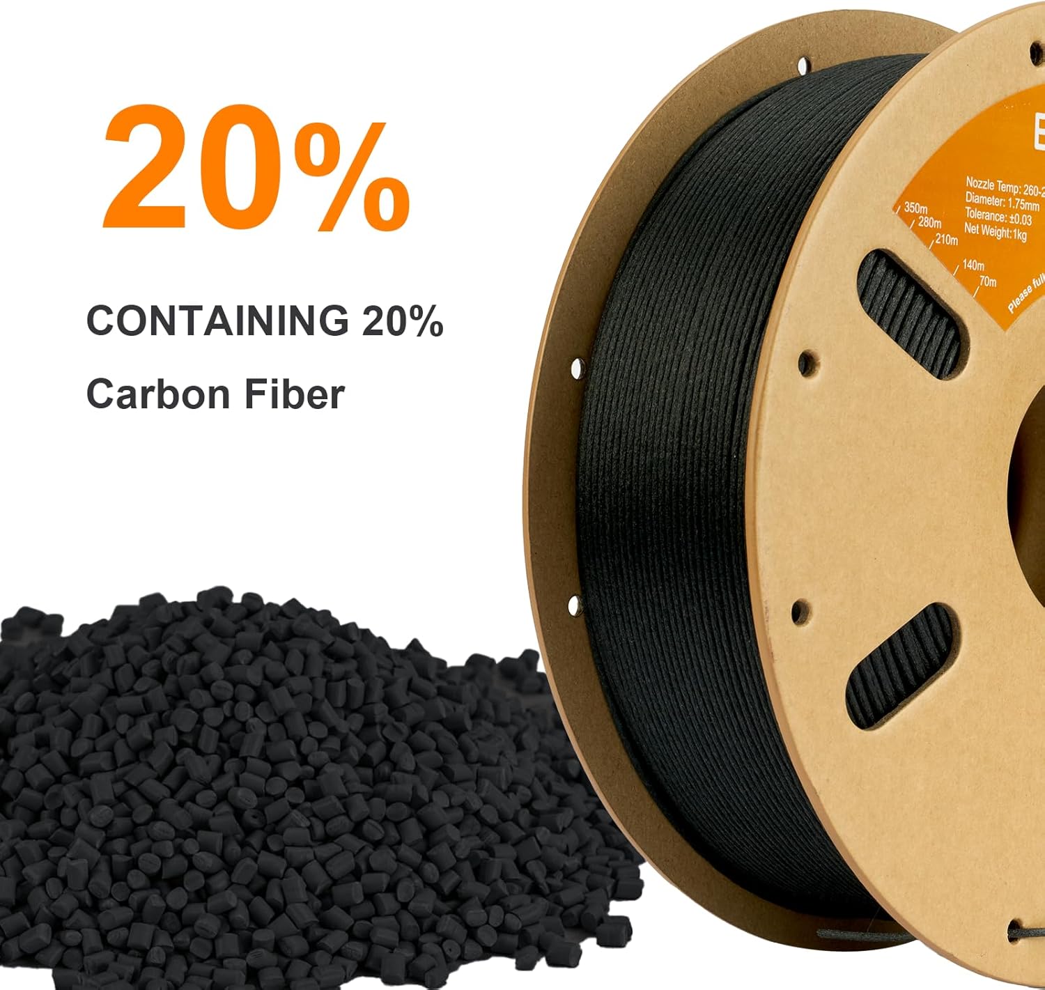 ERYONE Nylon Filament 3D Printer Filament, Polyamide (PA) 1.75mm +/- 0.03mm, Fit Most FDM Printer, 800g/Spool, PA12 Carbon Fiber, PA12 CF Black